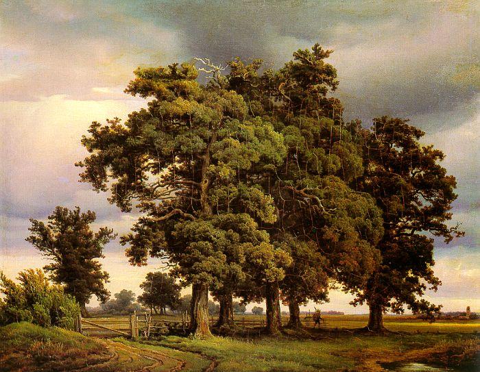 Georg-Heinrich Crola Oak Trees France oil painting art